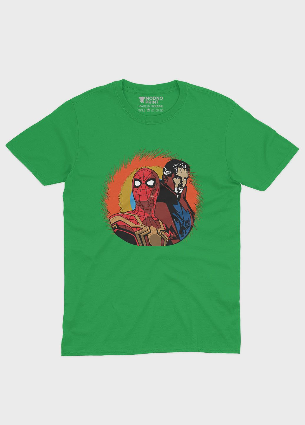 Зелена демісезонна футболка для дівчинки з принтом супергероя - людина-павук (ts001-1-keg-006-014-006-g) Modno