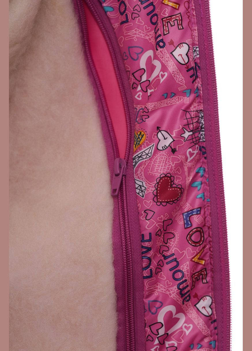 Розовый зимний комбинезон на синтепоне для девочки с принтом сердечек ноль подстежка розовый 86 см (27631) BABYKROHA