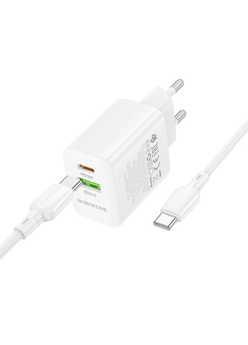 Сетевое зарядное устройство для PD30W+QC3.0 charger set (C to C) (EU) White (6941991120343) Borofone BN29 Fuente (340061307)