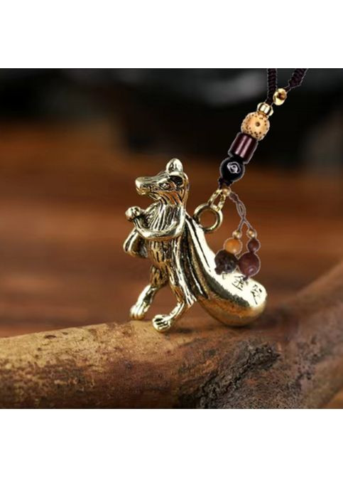 Винтажный ретро медный латунный металлический автомобильный брелок карабин в виде знака зодиака Крыса No Brand (305866266)