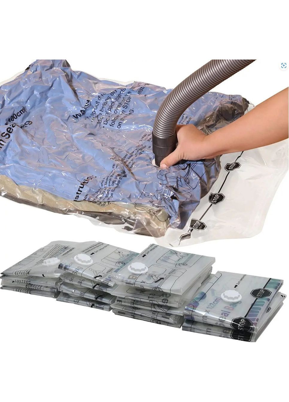 Набір 3 шт. вакуумні пакети 80х110см багаторазові для одягу, вакуумний пакет для пилососу No Brand (294841348)