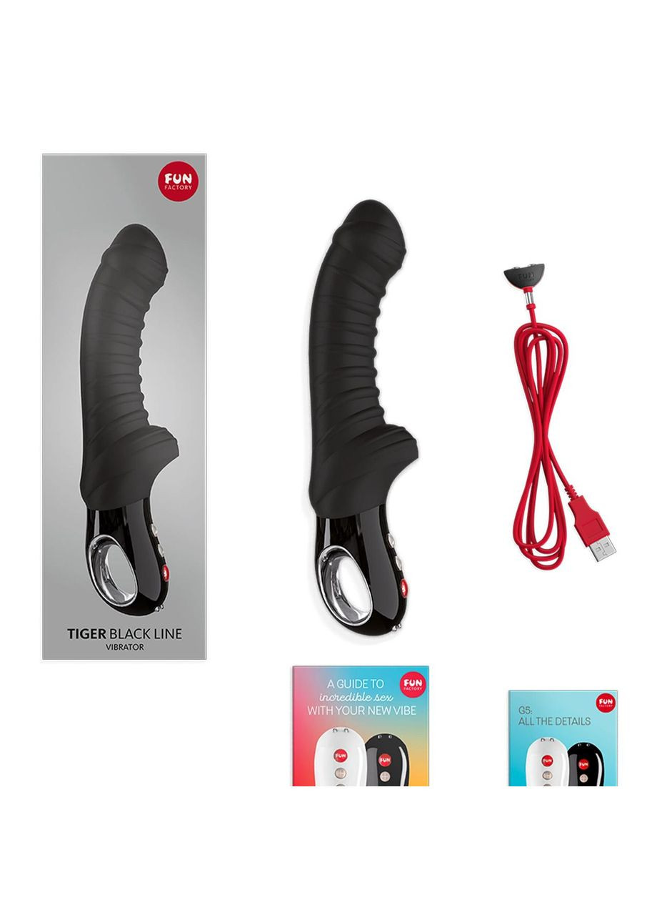 Вибратор для точки G TIGER black, ребристый, подходит для анальной стимуляции Fun Factory (314808093)