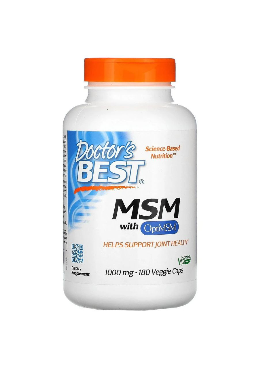 МСМ метилсульфонілметан (MSM with OptiMSM) 1000 мг 180 рослинних капсул Doctor's Best (361114774)
