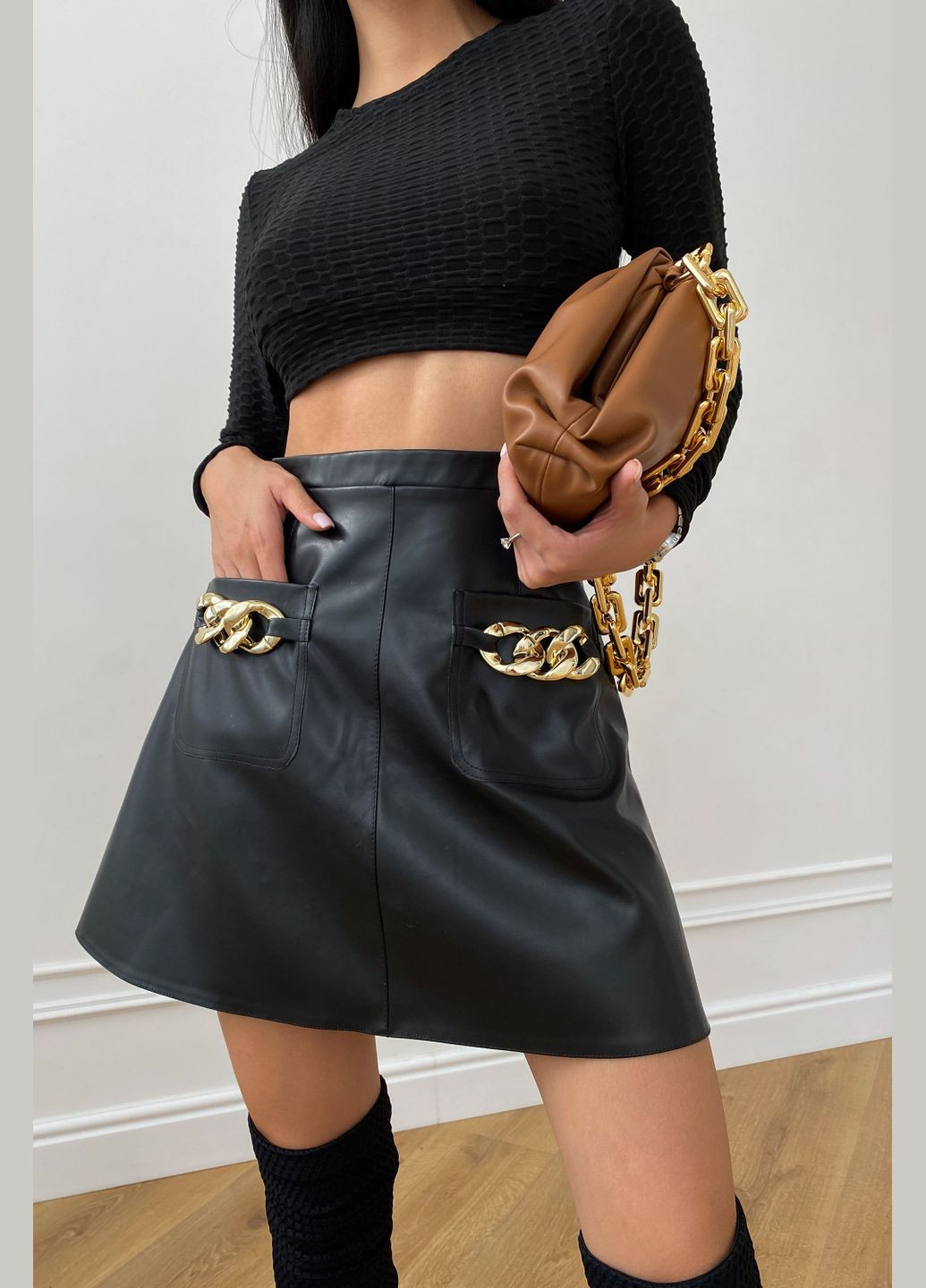 Черная повседневная, кэжуал юбка Liton