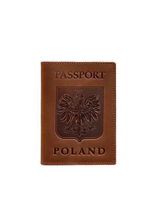 Кожаная обложка для паспорта с польским гербом светло-коричневая Crazy Horse (A-027242) BlankNote (329186854)