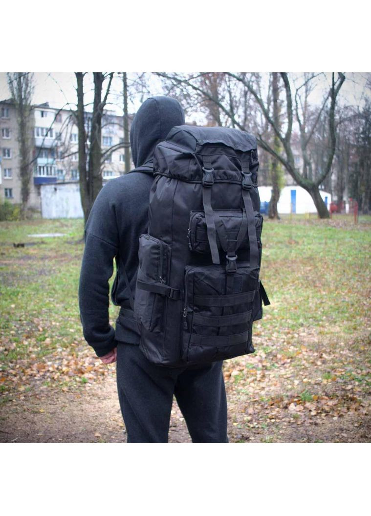 Тактичний рюкзак Tactical армійський рюкзак Top якість туристичний 70 літрів з системою M.O.L.L.E Black L&L (363132520)