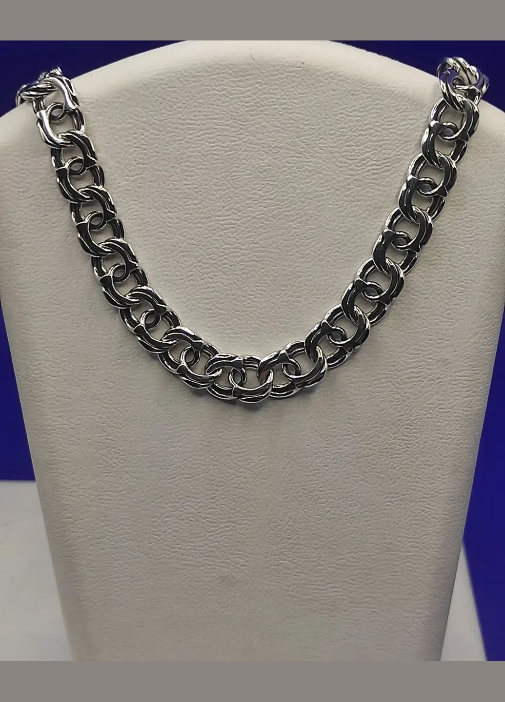 Чоловічий срібний ланцюжок казахський Бісмарк чорнена Shiny 1057 55см No Brand (332806751)