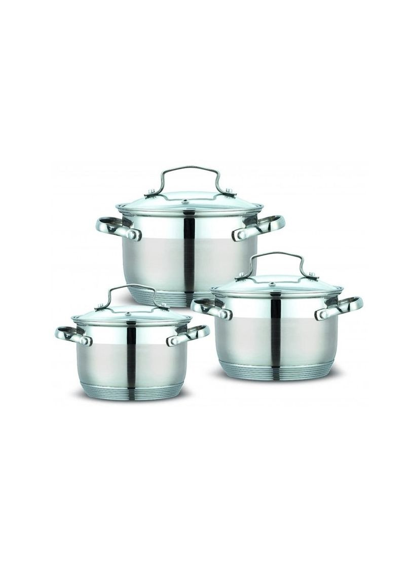 Набір кухонного посуду нержавіюча сталь 6 предметів 2.1/2.9/3.9л Con Brio (278649035)