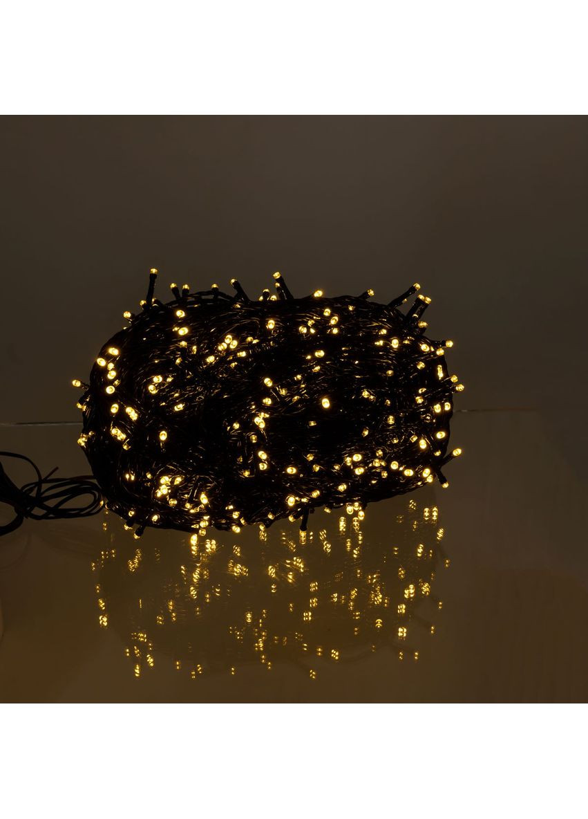Новогодняя гирлянда уличная 100 м 1000 LED с солнечной батареей 8 режимов работы черный провод Желтый свет SB1000L100MBY Garlando (365544243)