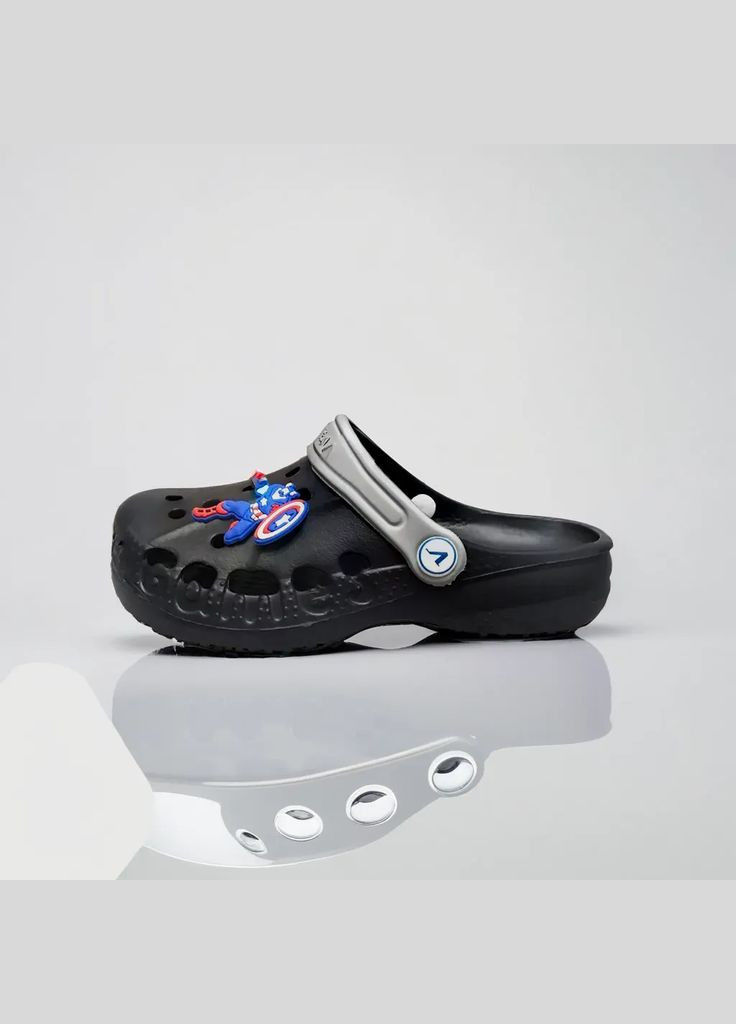 Детские кроксы шлепки Капитан Америка 1025 Черные Vitalia (307284791)