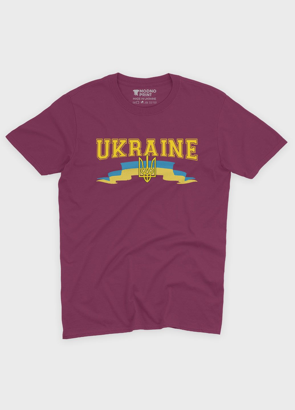Бордовая мужская футболка с патриотическим принтом ukraine (ts001-4-bgr-005-1-093) Modno
