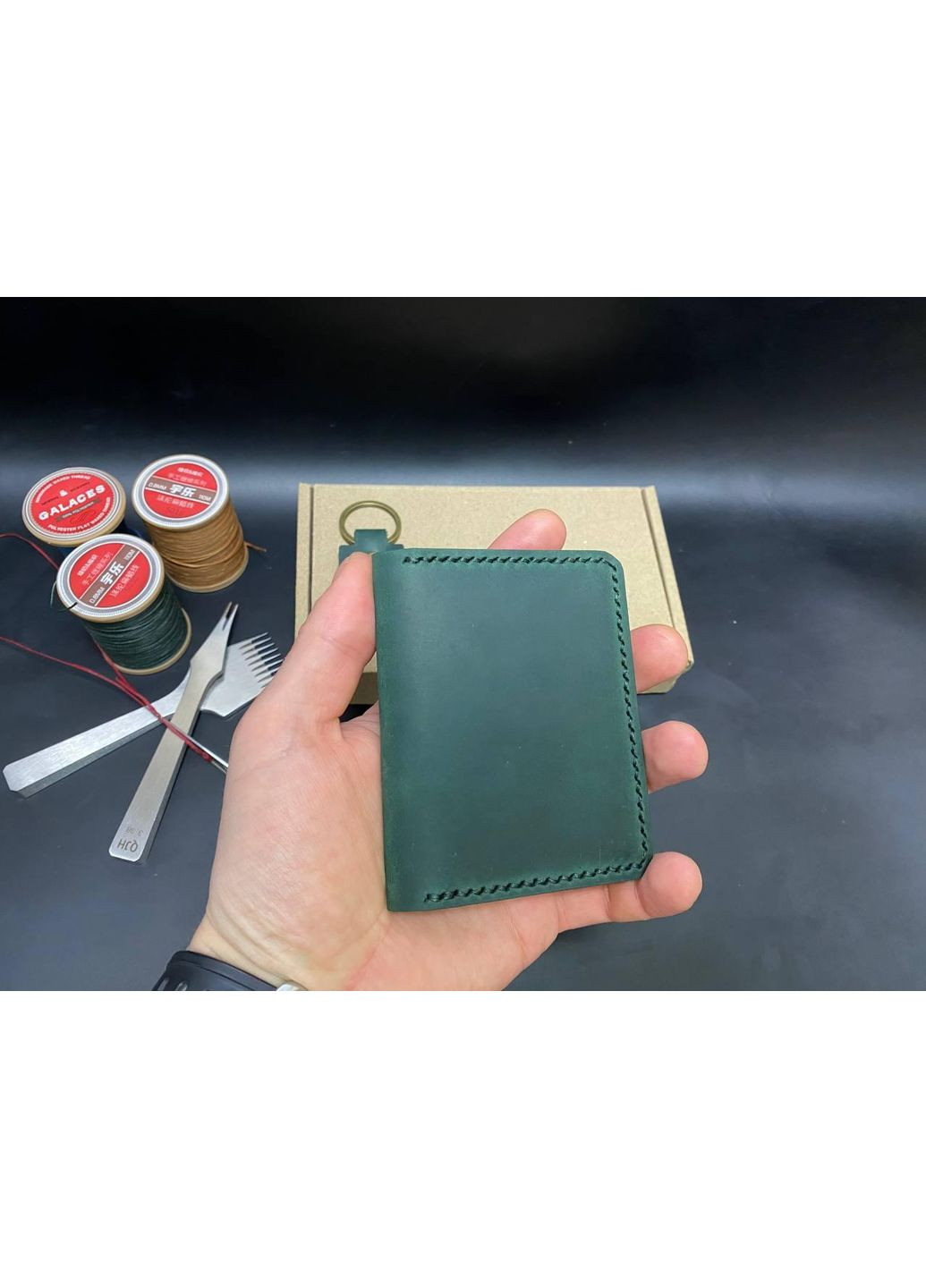 Обложка на ID Паспорт или Автодокументы из натуральной кожи Ручной работы Зеленый Цвет. Обложка на Права No Brand (356508848)