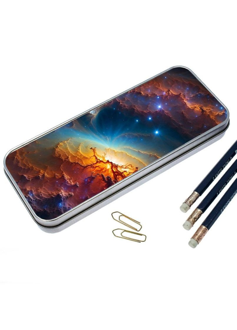 Органайзер для канцелярских принадлежностей, Подставка для канцелярии, Кейс для мелочей Космос #017 7*18 см Silver No Brand (309156154)