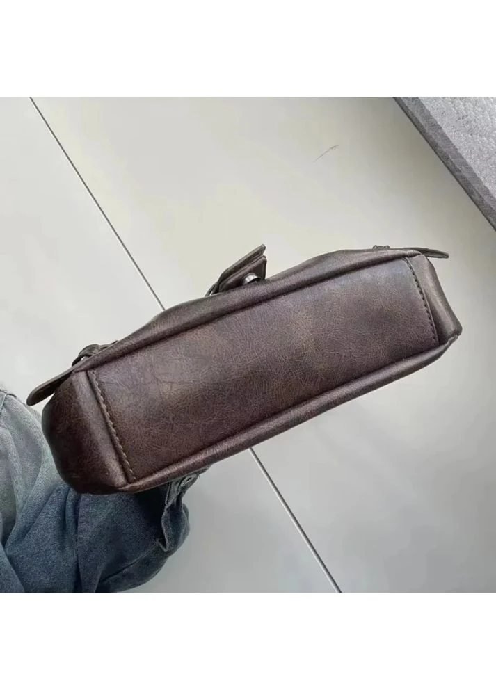 Сумка багет винтаж коричневая хобо с пряжками коричневая No Brand (389773105)