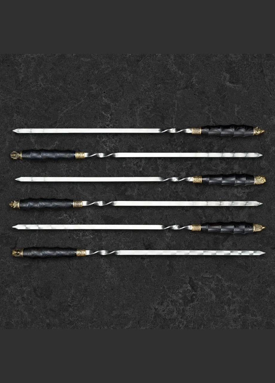 Набір дорожній шашличний "Бор" у шкіряному кейсі 6 шт | Нержавіюча сталь Handmade LC-036 (347291584)