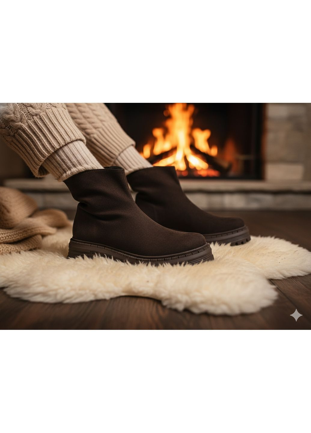 Зимние женские зимние ботинки из натуральной замши коричневого цвета с боковой молнией Paradize из натуральной замши