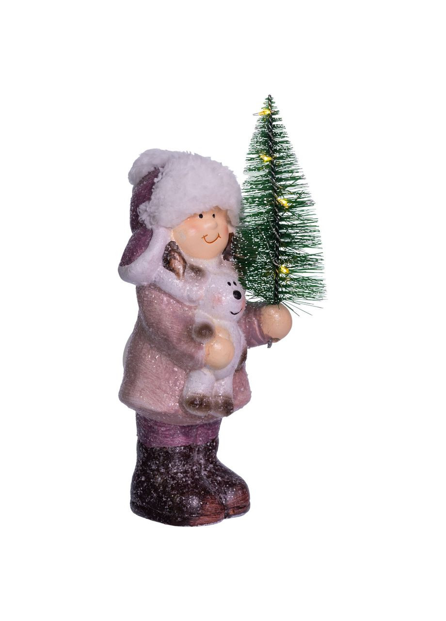 Новорічна фігурка Дівчинка з ялинкою фарфорова з підсвічуванням для дому та офісу новорічний декор світильник Yiwu (370602536)