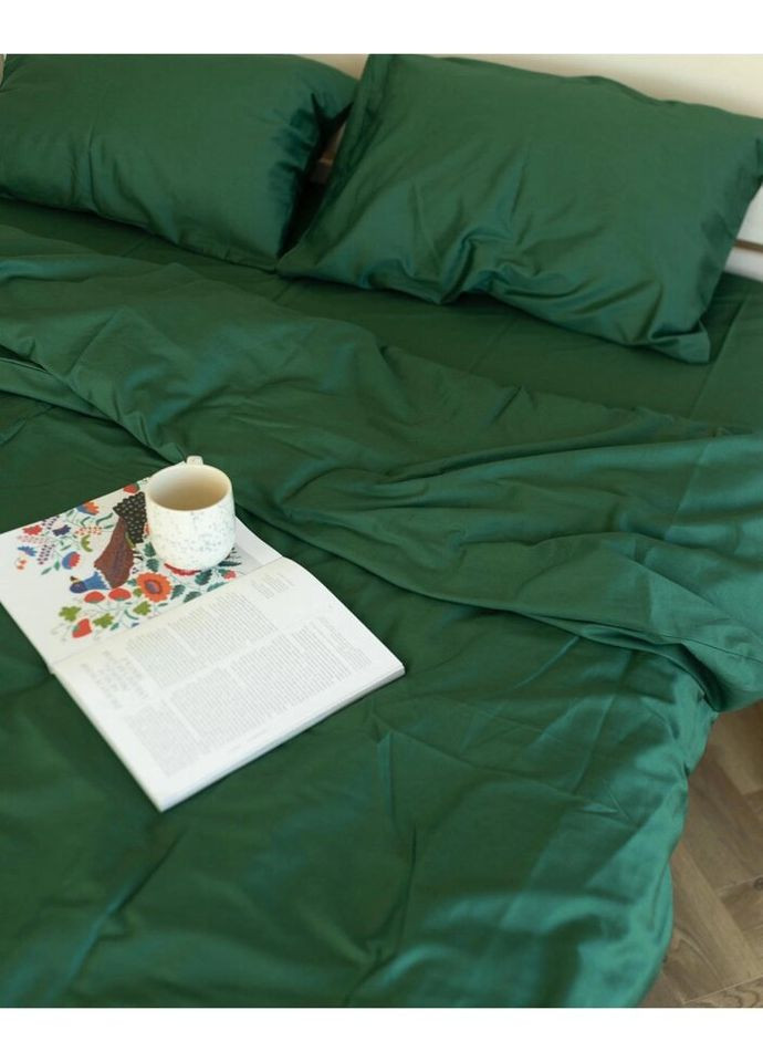 Постільна білизна євро Home Сатин Люкс 20922 200х220 см смарагдова DUSHKA (336327653)