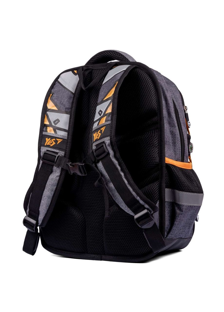 Шкільний рюкзак, одне відділення, дві фронтальні кишені, бічні кишені, розмір 40*29*14см сірочорний AsPro Yes (293510918)