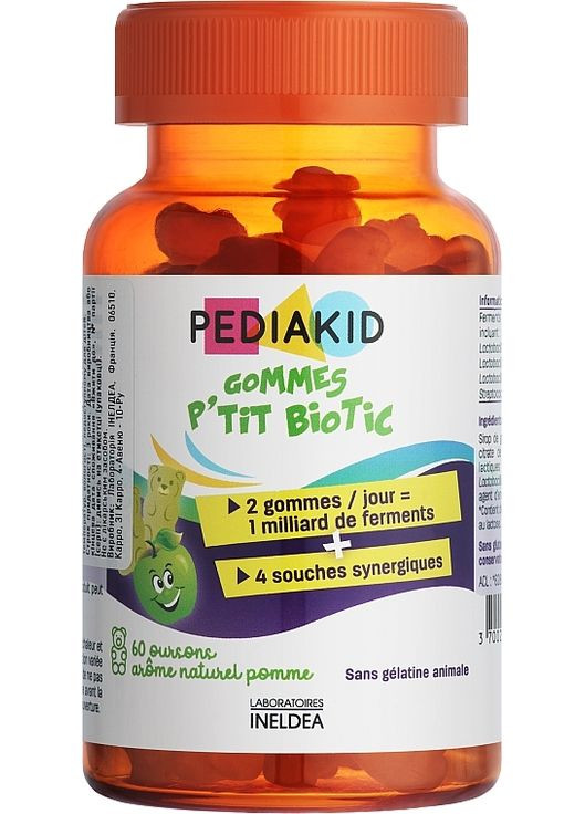 Жевательные витамины "Пробиотики" со вкусом яблока Gommes Probiotiques 60шт (1321096-31338543) Pediakid (368649181)