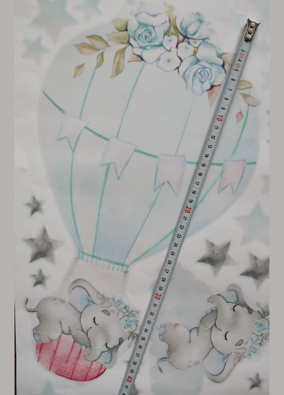 Виниловые наклейки на стену Cлоники спят на тучках и воздушном шаре (лист 30 х 90 см) б394-46-2 No Brand (302242446)