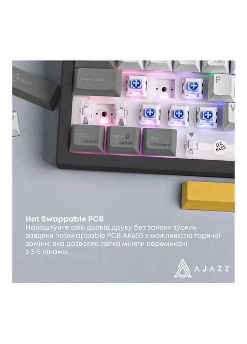 Клавиатура AK650 Flying Fish Switch Black RGB USB/Wireless/Bluetooth UA Black (AK650-FF-BGY) Ajazz AK650 Flying Fish Switch Black RGB USB/Wireless/Bl (356149760)
