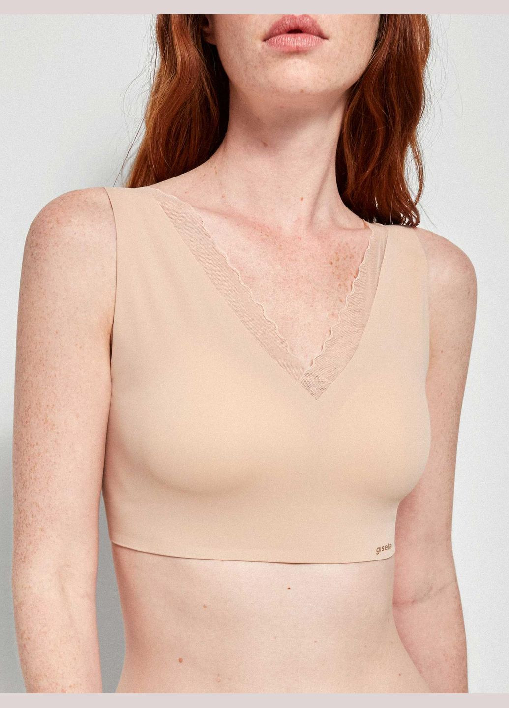 Бежевий бюстгальтер зі знімними вкладишами без кісточок xl skin (тілесний) (арт 10024t) Gisela