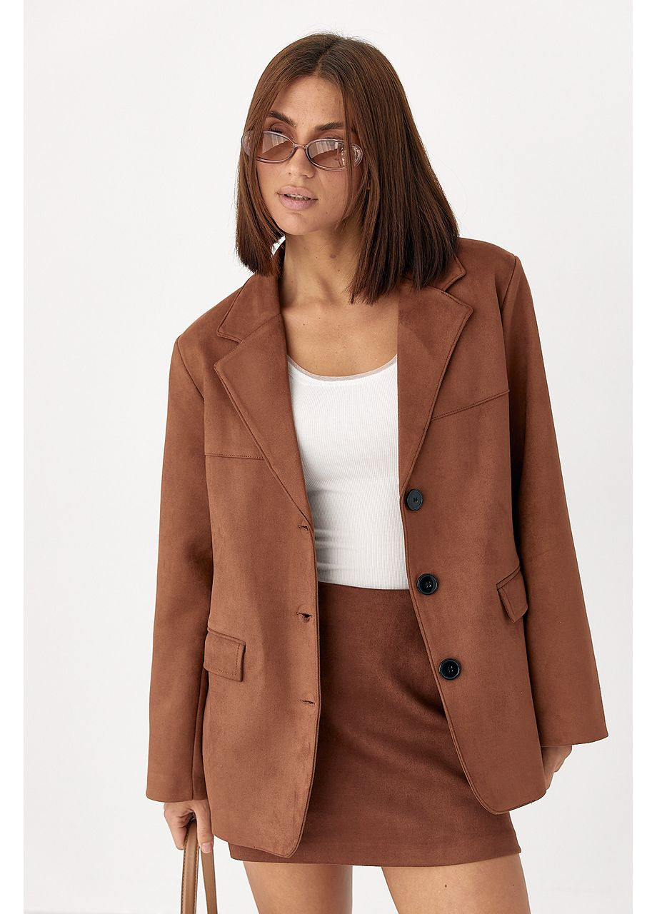 Жіночий замшевий жакет на гудзиках Lurex (353036861)