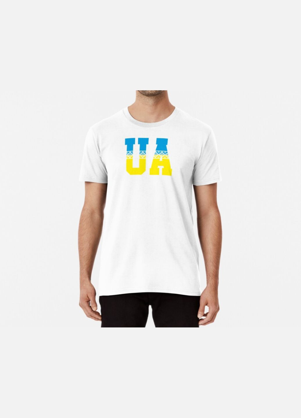 Біла чоловіча патріотична футболка з принтом ua вишиванка Stedman