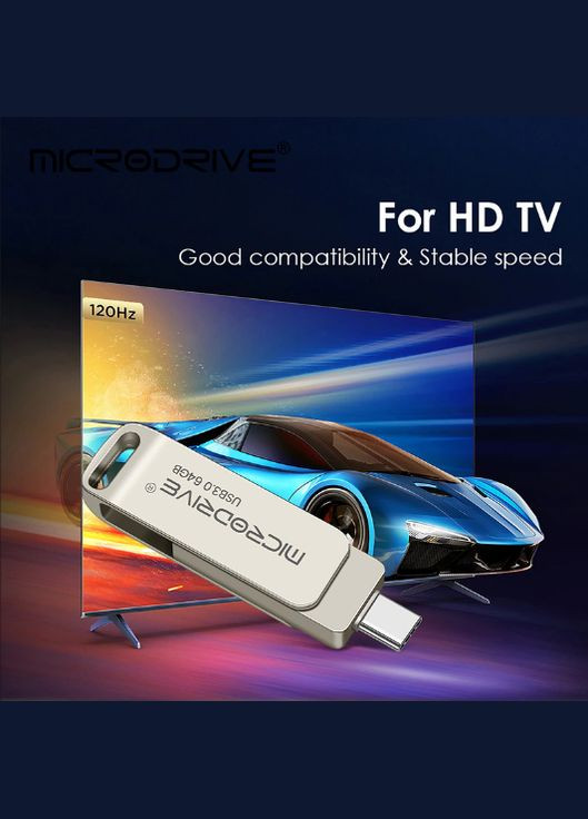 USB Флешка 2в1 64GB Type-C USB 3.0 для телефону та комп'ютера Silver Microdrive (297869227)