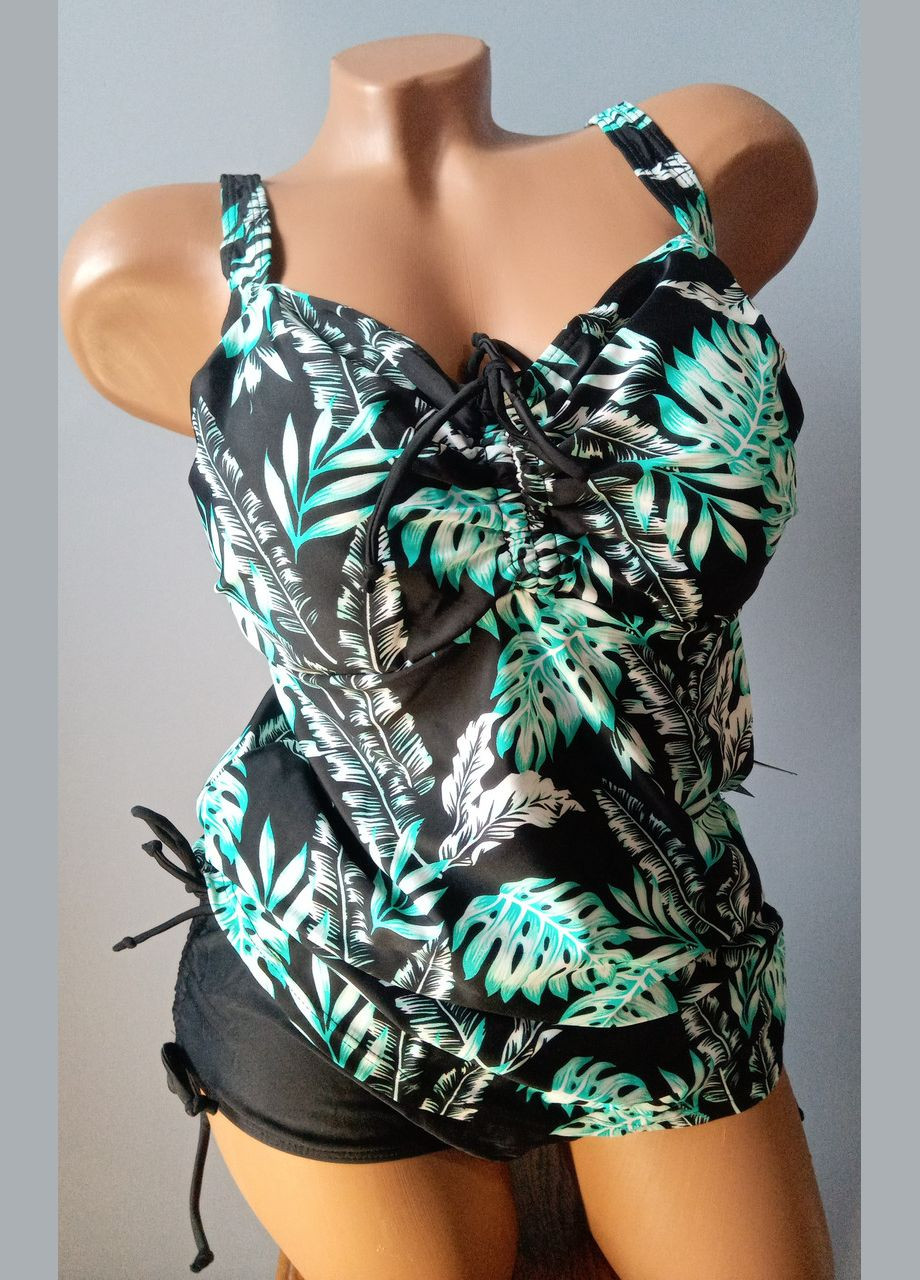 Черный летний купальник танкини с плавками большие размеры FUBA