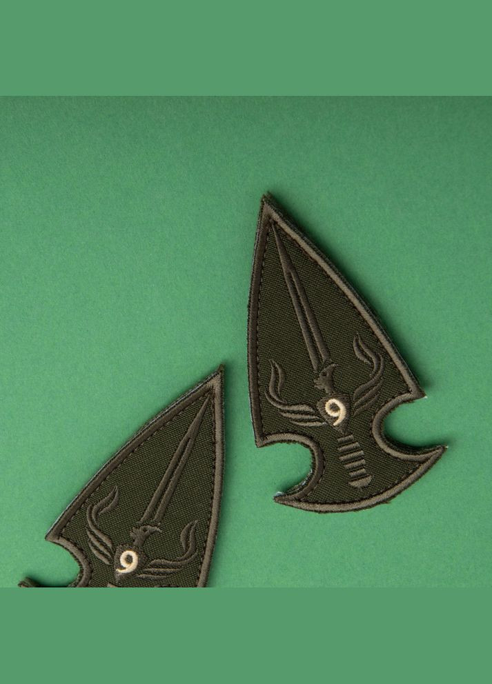 Набір шевронів 2 шт. з липучкою "Батальйон Фенікс, 9 рота", хакі, 5х9 см, вишитий патч, нашивка IDEIA (316592111)