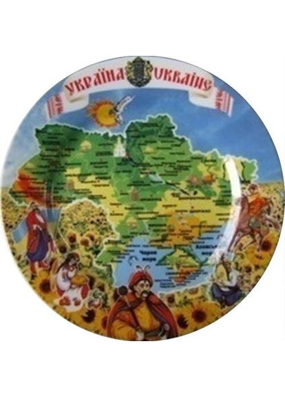 Тарелка сувенирная Карта Украины цветная 13 см (GPUK-MT-062) Гранд Презент (282738097)