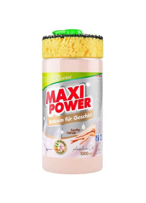 Засіб-бальзам для миття посуду Мигдаль з губкою, 1 л Maxi Power (328397362)