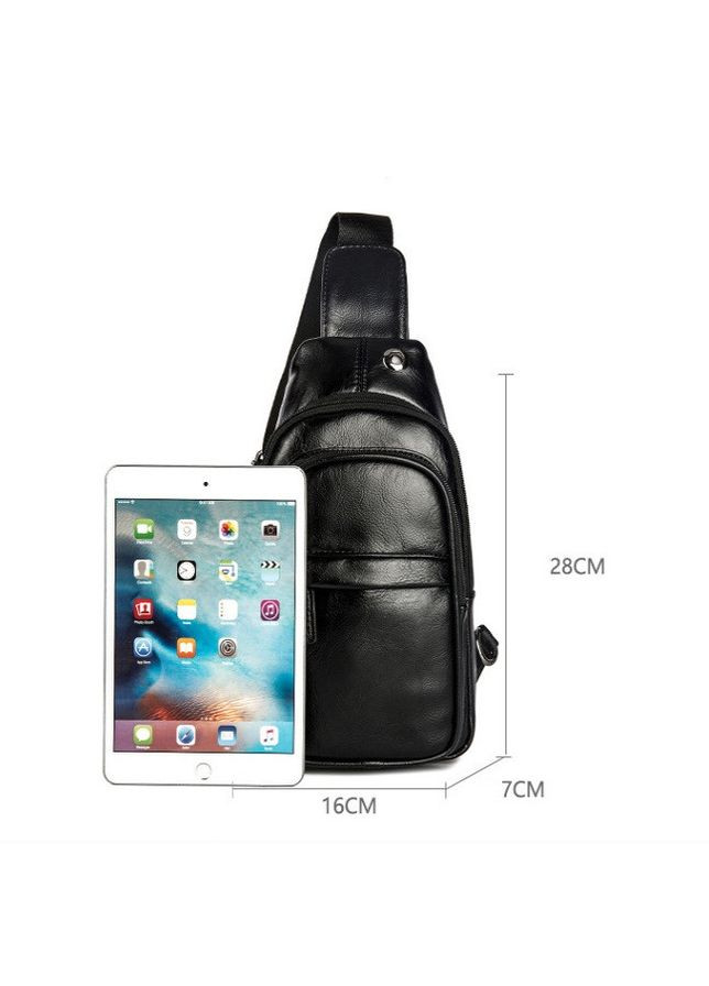 Классическая мужская сумка на грудь черная экокожа с регулируемым ремнем кроссбоди для повседневного использования Eton (363135778)