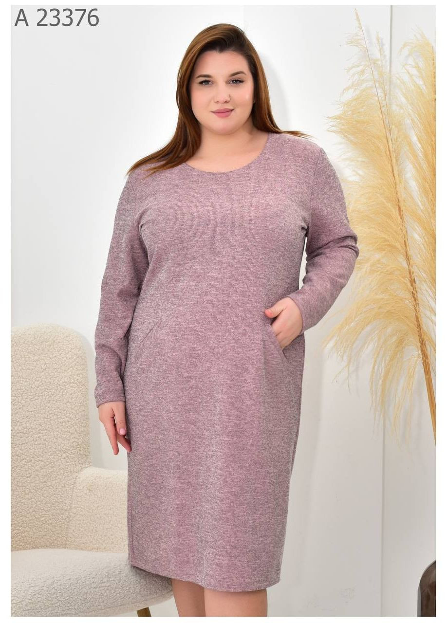 Розовое повседневный платье женское большого размера SK однотонное