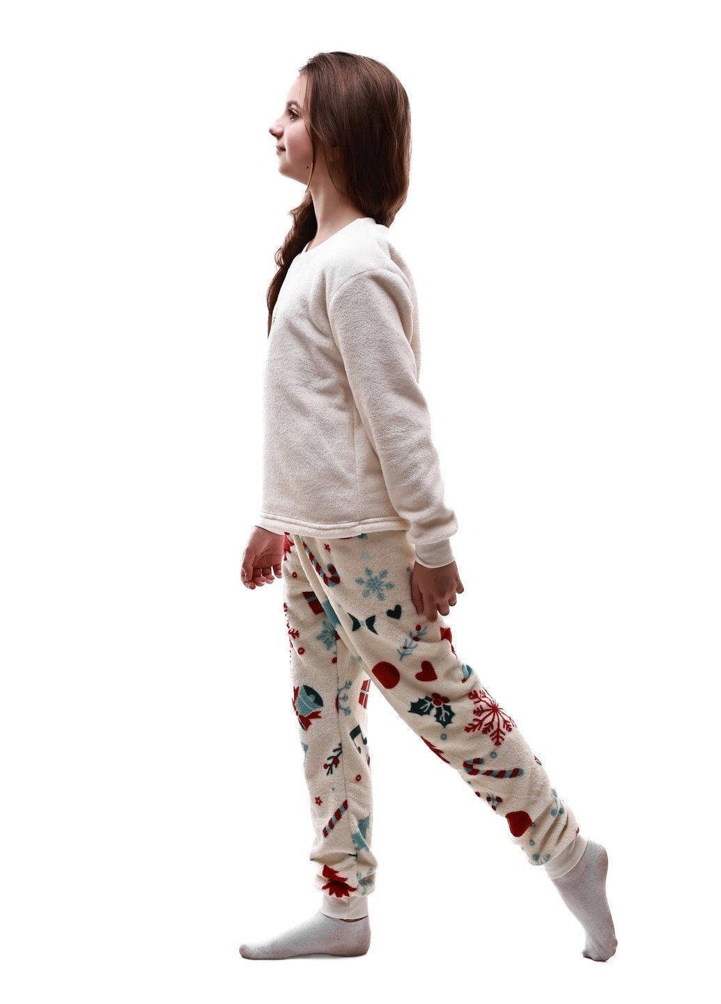 Молочна зимня піжама для дівчинки підлітка No Brand