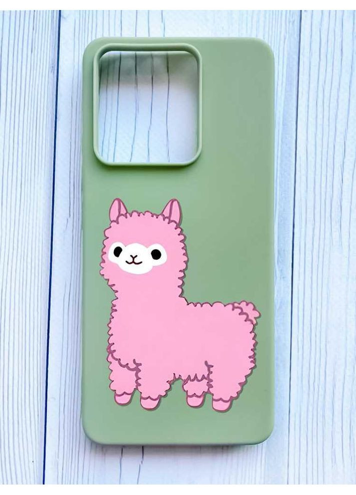 Матовий оливковий чохол на Xiaomi Redmi Note 13 Pro 5G Лама рожева (принт 100) Creative (355409723)