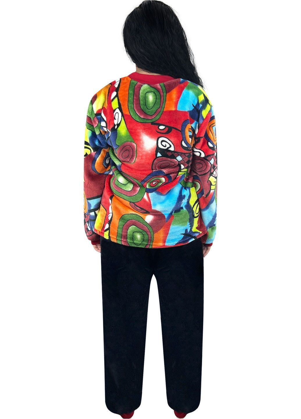 Красная всесезон пижама женская махровая комбинированная кофта + брюки Жемчужина стилей 4168