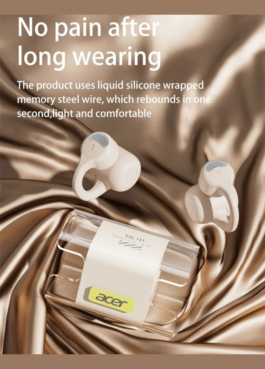 Навушники з кліпсою OHR301 TWS Bluetooth 5.3 ENC мікрофон 52год роботи низька затримка для iPhone Android Acer (347641150)