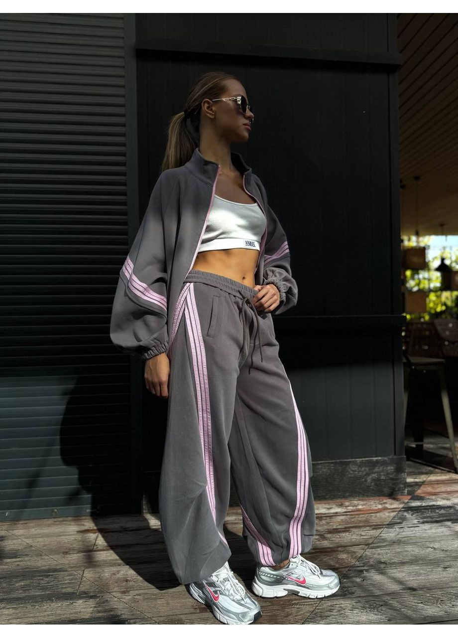 Костюм теплий жіночий на флісі . З лампасами . Оверсайз No Brand (361316552)