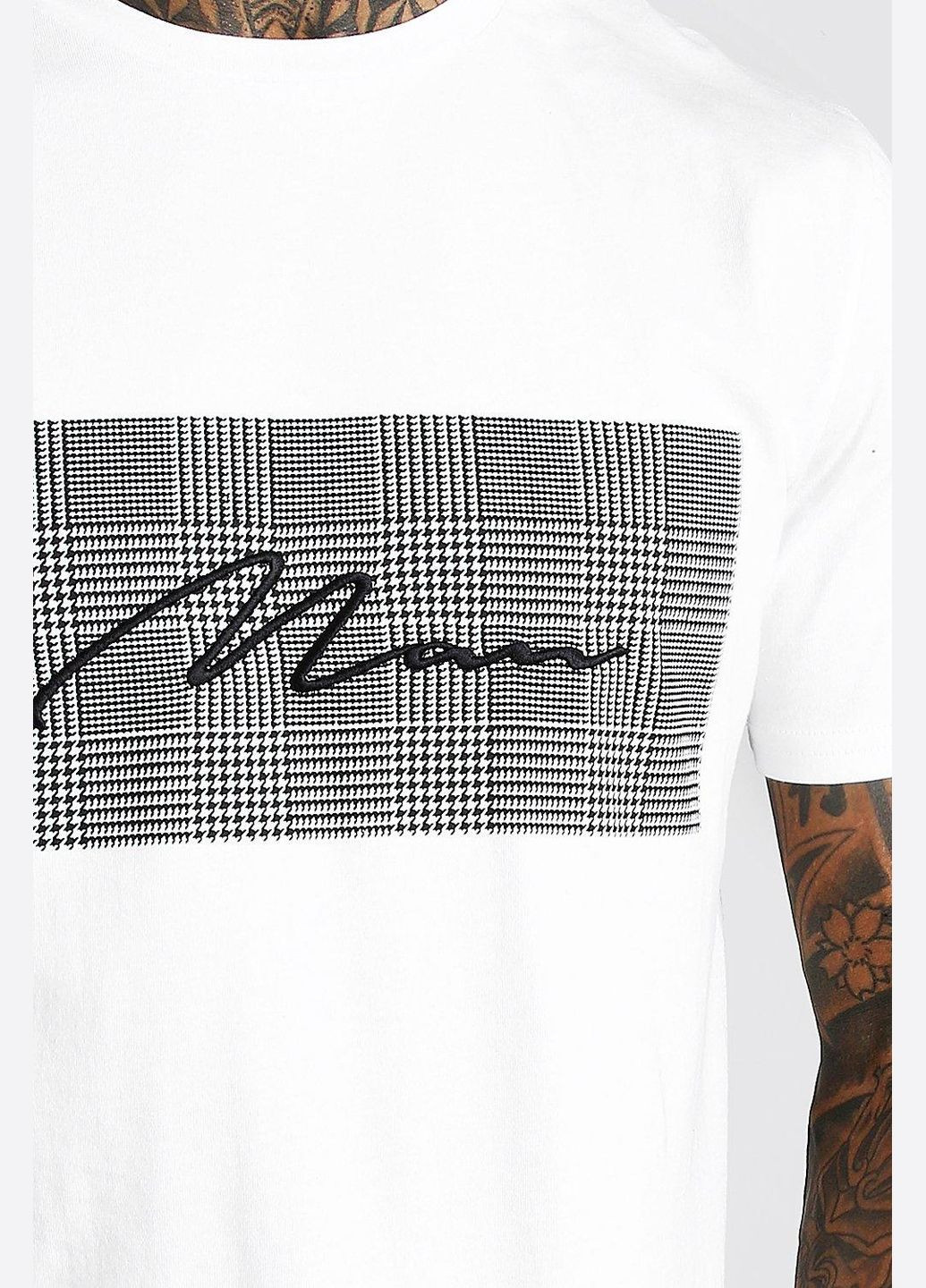Белая футболка Boohoo MAN Signature Jacquard Box MZZ20523