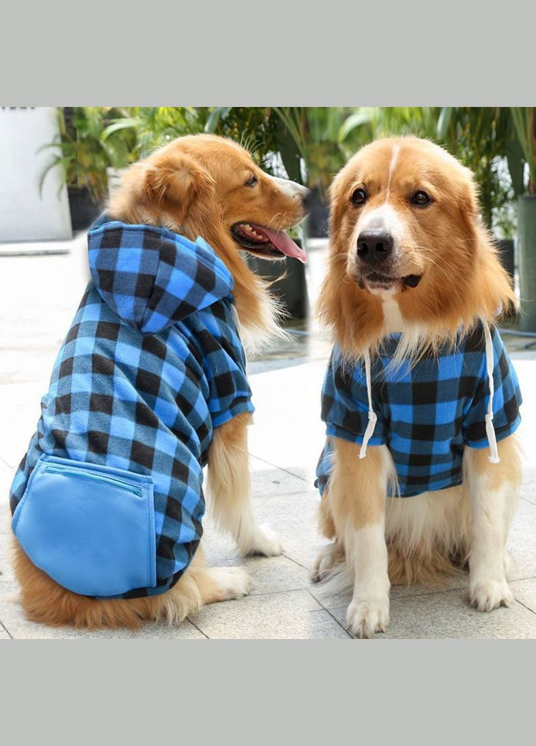 Худі для котів з кишенею Pet Style "Сосиска" Чорносиня клітинка 4XL No Brand - (323235215)