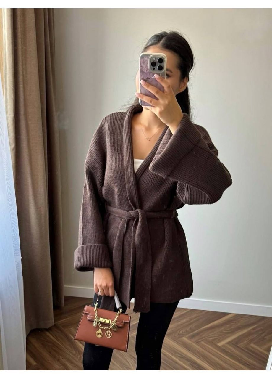 Коричневый демисезонный кардиган Style Point