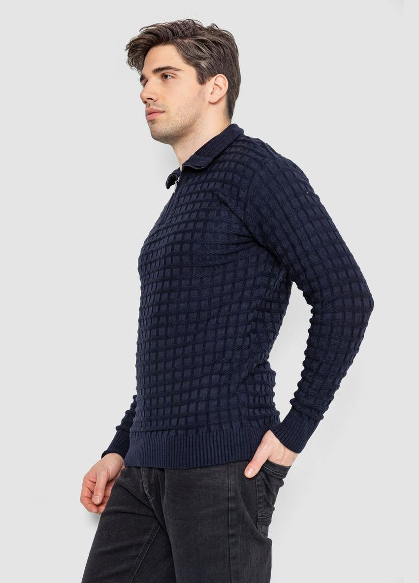 Темно-синій демісезонний светр чоловічий однотонний, колір чорний, 161r920 Ager