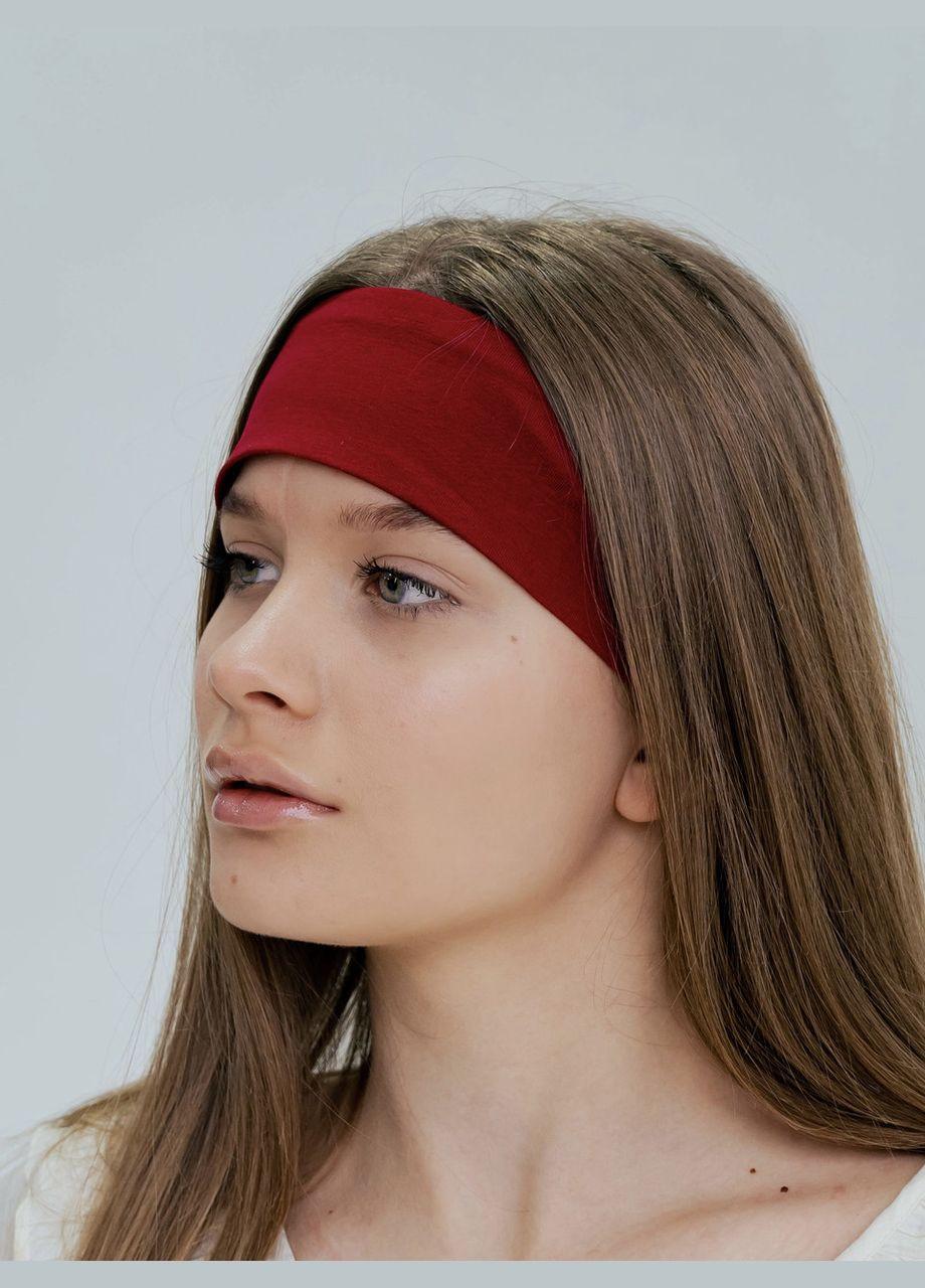 Повязка женская на голову ровная бордового цвета D.Hats (285710714)