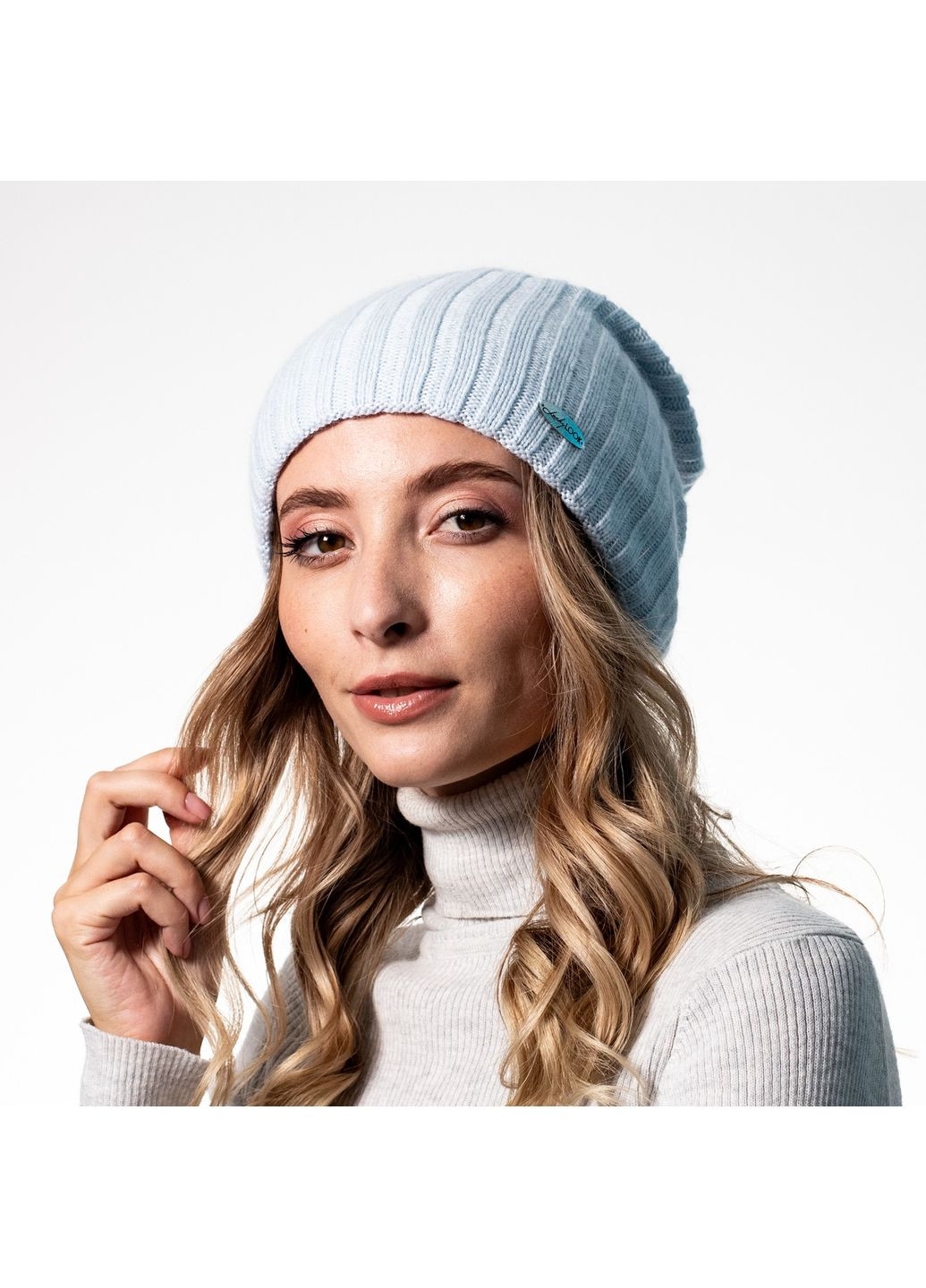 Шапка ковпак жіноча вовна блакитна LIORA LuckyLOOK 542-051 (322793052)