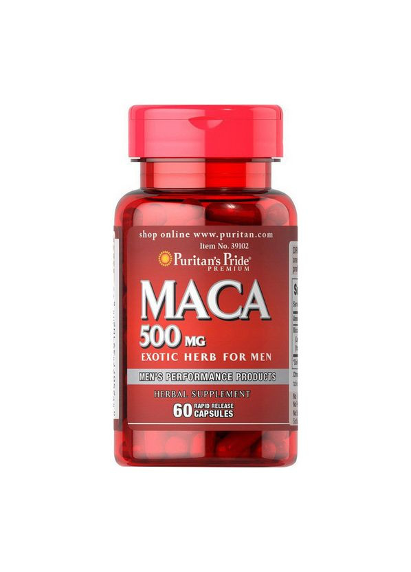 Puritan's Pride Maca 500 mg, 60 капсул Puritans Pride (316472212)
