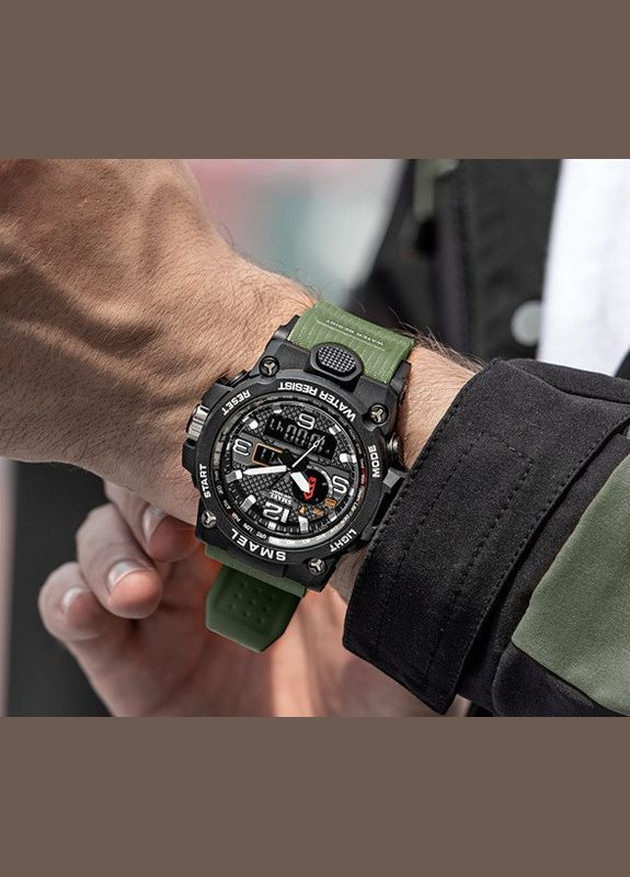 Чоловічий спортивний наручний годинник армійський електронний Хакі Smael (308045589)