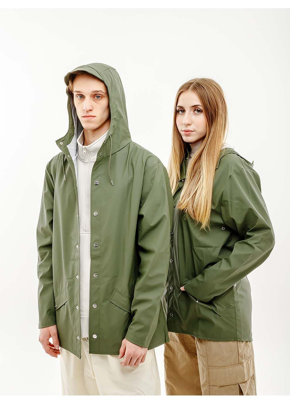 Зеленая зимняя мужская куртка jacket зеленый Rains